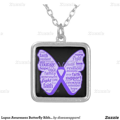 Lupus Awareness Butterfly Ribbon Silver Plated Necklace | Zazzle.com in ...