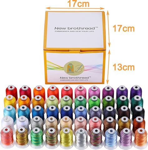 Buy New Brothread 50 Spools Embroidery Machine Thread Kit Including 40