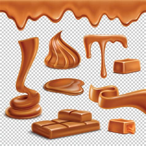 Caramel Realistic Transparent Set Vector Illustration Vector