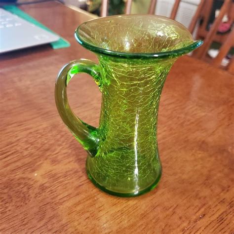 Accents Vintage Green Crackle Glass Miniature Pitchervase Poshmark