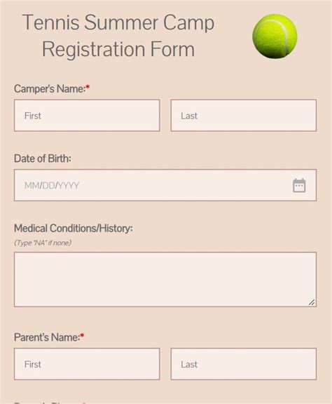 Free Sports Registration Forms Templates 123formbuilder