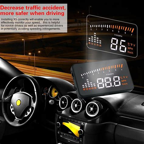 X Car Hud Projector Head Up Display Obd Eobd Speedometer Over Speed