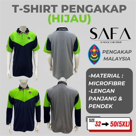 Baju T Shirt Pengakap Baru Hijau Sekolah Menengah Scout Uniform