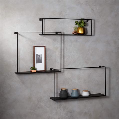 3 Piece Large Matte Black Floating Shelves Reviews CB2 Black