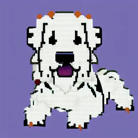 Pixel Art Of A White Dog Super Cute Fluffy Cutest Stable Diffusion