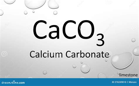 Calcium Carbonate Chemical Formula On Waterdrop Background Stock Photo