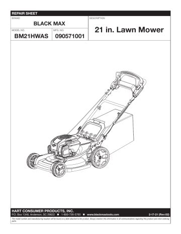 Black Max BM21HWAS 21 Inch Perfect Pace Mower Owner S Manual Manualzz