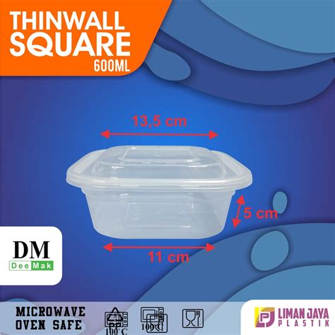 Jual Thinwall DM SQ 600ml 750ml 1 Pack Isi 25 Pcs Thinwall Square