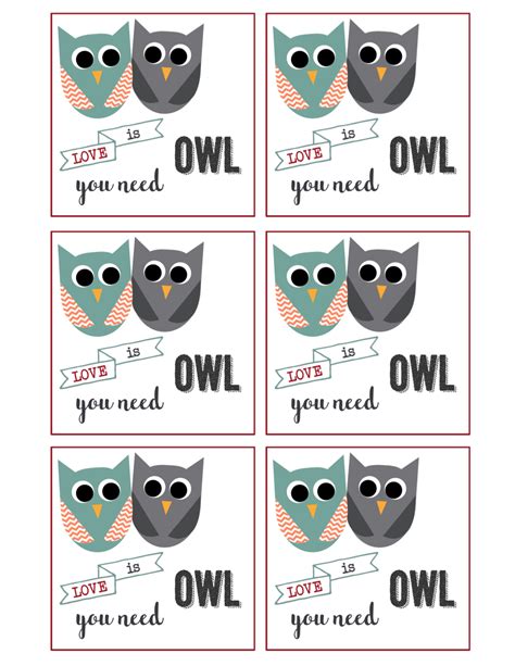 Free Printable Owl Valentine Cards Paper Trail Design