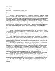 Thermochemistry And Hess S Law Lab Report Docx CHM 201 02 Lab Report