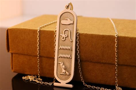 Egyptian Hieroglyphs Cartouche Necklace, Egyptian Hieroglyphs ...