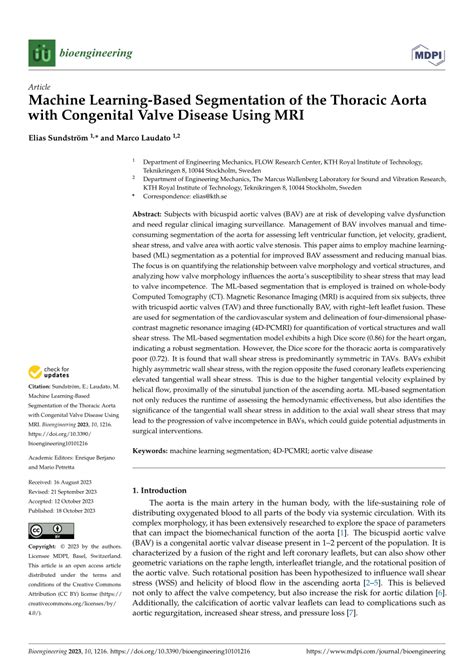 PDF Machine Learning Based Segmentation Of The Thoracic Aorta With