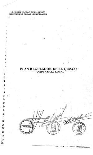 Calam O Ordenanza Local Plan Regulador Comunal El Quisco