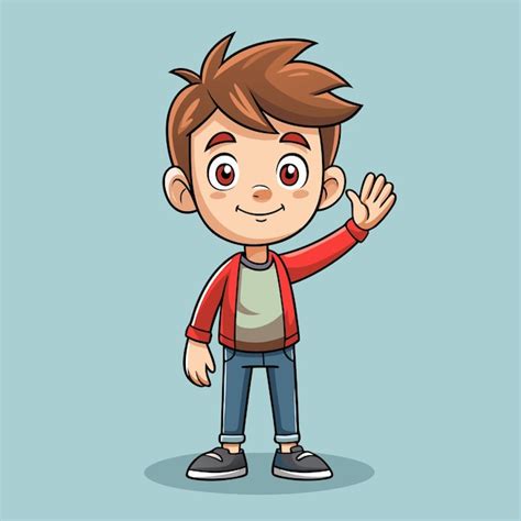 El niño adorable saludando hola Ilustración vectorial de dibujos