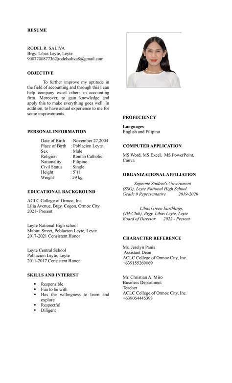 rodel office resume resume rodel  saliva brgy libas leyte