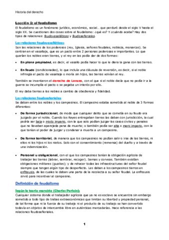 Historia Del Derecho Leccion 2 El Feudalismo Pdf