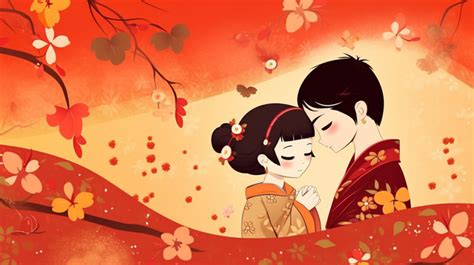 Anime Couple In Kimono Background, Cute Couple Anime Picture, Animal ...