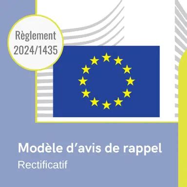 Modèle davis de rappel un rectificatif au Règlement européen 2024