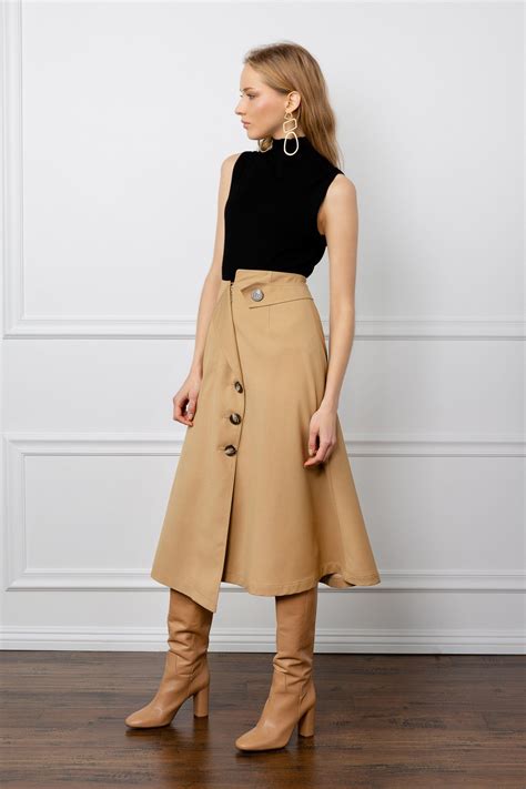 Sahara Tan Midi Skirt A Line Skirt Outfits Tan Midi Skirt Skirts