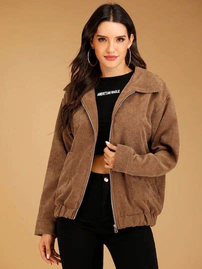 Search Corduroy Shein Jackets Corduroy Types Of Sleeves