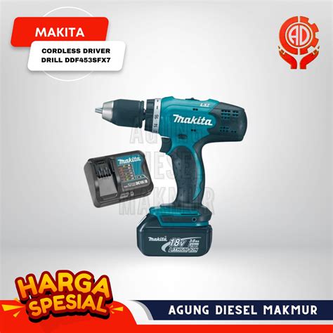 Jual Makita Cordless Driver Drill Mesin Bor Baterai 18V DDF 453 SFX7