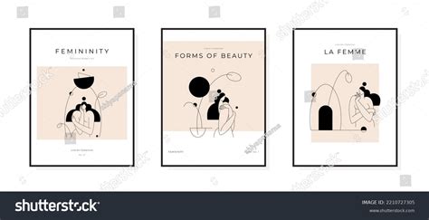 Contemporary Abstract Poster Collection Nude Female Stock Vector Royalty Free 2210727305