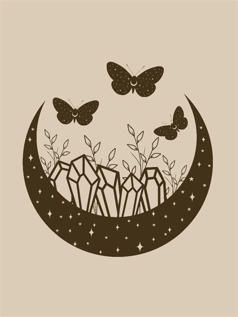 Two Butterflies Flying Over The Moon With Stars And Plants In It S