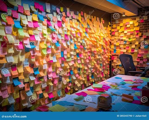 Sticky Note Wall with Brainstorming Ideas Stock Illustration ...