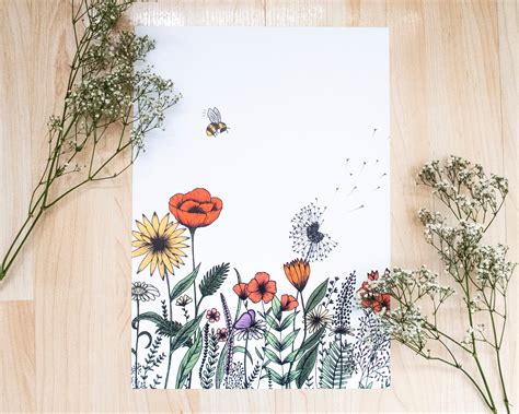 Colorful Wildflower Drawings