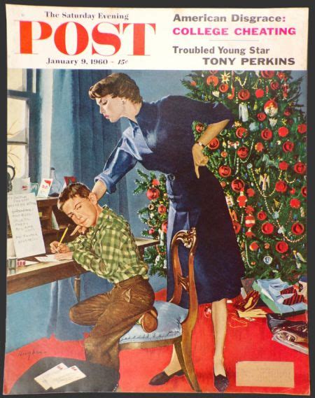 1960 Saturday Evening Post Cover ~ Christmas Thank You Cards Vintage Magazine Covers