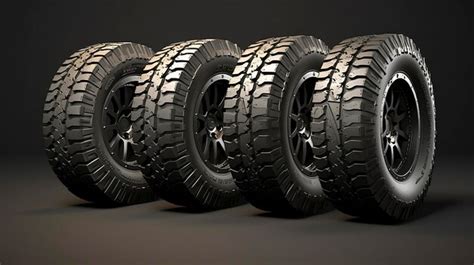 Premium Photo | A photo of a set of all terrain off road tires