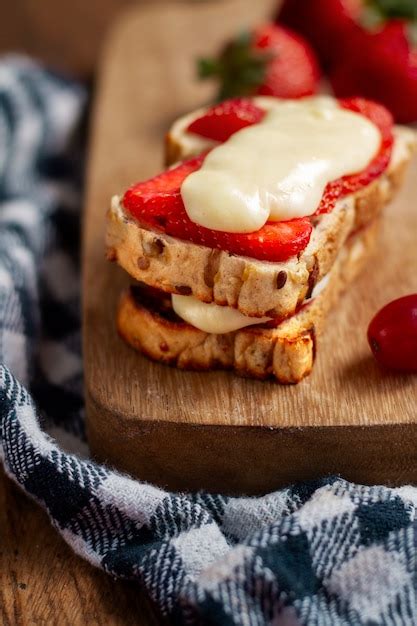 Free Photo Strawberry Toast Sandwich With Melted Cheese