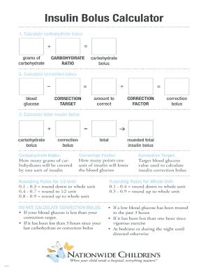 Fillable Online Insulin Bolus Calculator Fax Email Print - pdfFiller