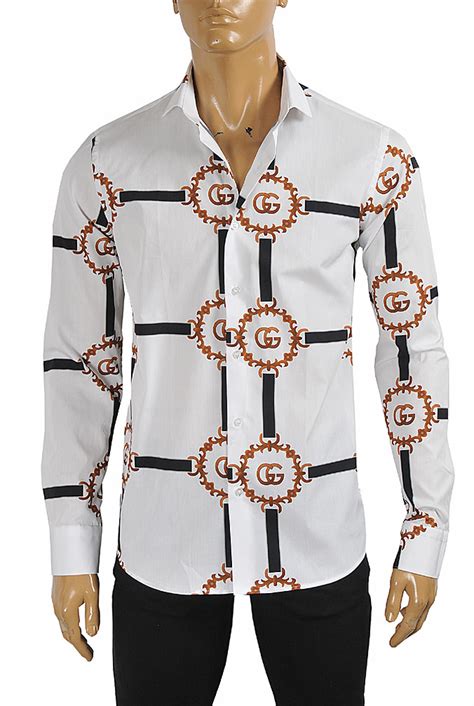 Mens Designer Clothes Gucci Mens Dress Shirt With Logo Print 408