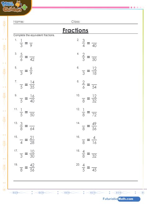 Equivalent Fractions Word Problems Worksheet Zone