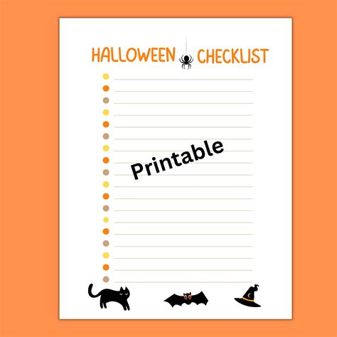 Halloween Checklist Checklist Halloween Checklist DIY - Etsy