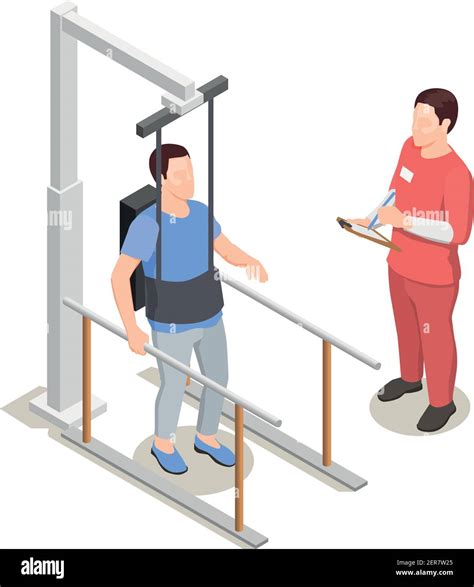 Physiotherapy Rehabilitation Icons Isometric Composition With Human