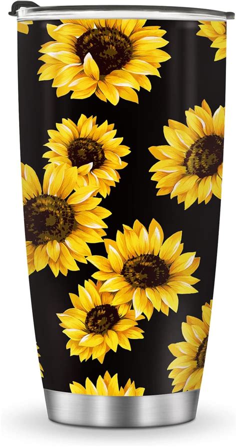 Amazon Newyt Sunflower Tumbler Black Sunflower Cups Sunflower