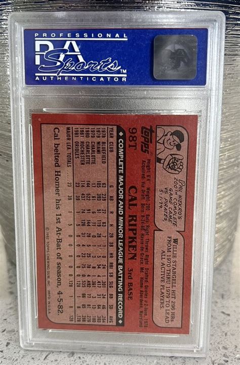 1982 Topps Traded 98T Cal Ripken Jr RC HOF PSA 8 Perfect Centering