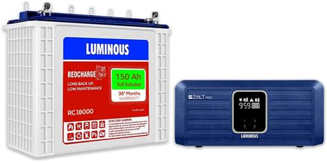 Luminous Inverter Battery Combo Zolt 1100 Pure Sine Wave 900VA 12V