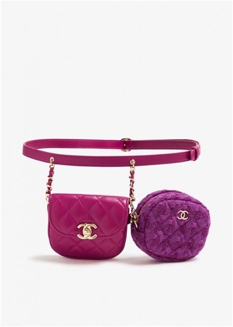 Chanel Pre-Loved Quilted leather and wool mini waist bag for Women - Pink in UAE | Level Shoes