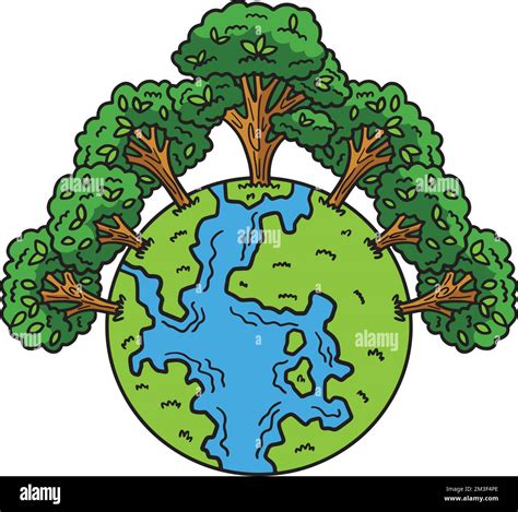 Earth Day Trees Crowning Earth Cartoon Clipart Stock Vector Image & Art - Alamy