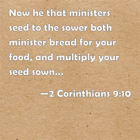 2 Corinthians 910 Now He That Ministers Seed To The Sower Both