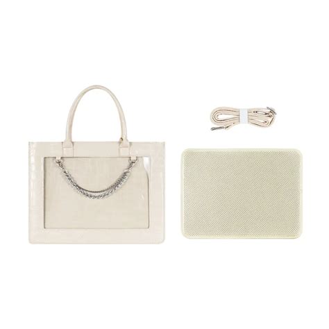 High Quality Pu Tote Ita Bag Transparent Window Pins Leather Ita Hand