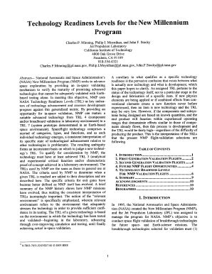 Fillable Online Trs New Jpl Nasa Technology Readiness Levels For The