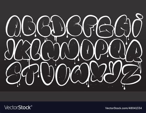 Graffiti Alphabet Bubble Graffiti Letters Outline Vector Image