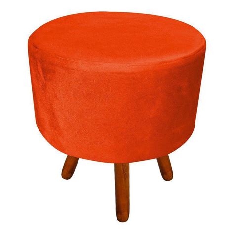 Puff Banqueta Decorativa Dora Redondo Suede Laranja D Rossi