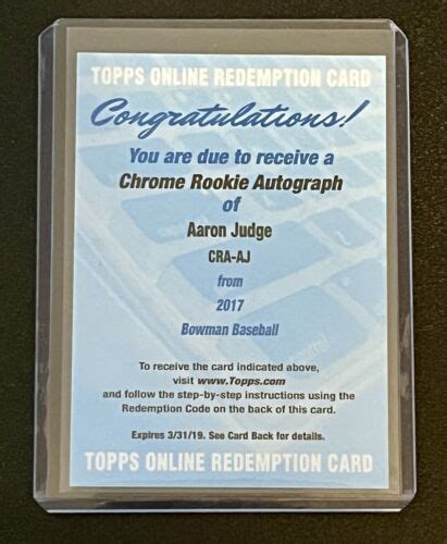 2017 Bowman AARON JUDGE Rookie RC Chrome Autograph CRA AJ USED