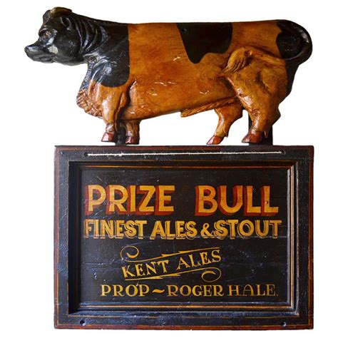 Remarkable Rare Authentic Painted Wooden Pub Sign from 1930-1940s at 1stDibs