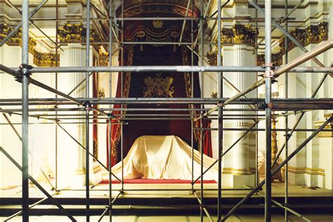 Scaffolding inside the Ballroom at Buckingham Palace